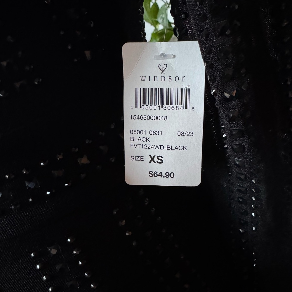 L/S Black Rhinestone Bodycon Dress - Picture 4 of 9